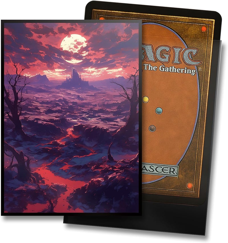 Kiiransr MTG Card Sleeves - Badland(Black Red) - Fantasy Dual Lands Series - Ultra Clear Front & Matte Finish Back, 100 Count Standard Size TCG Art Sleeves for Magic The Gathering - Image 2